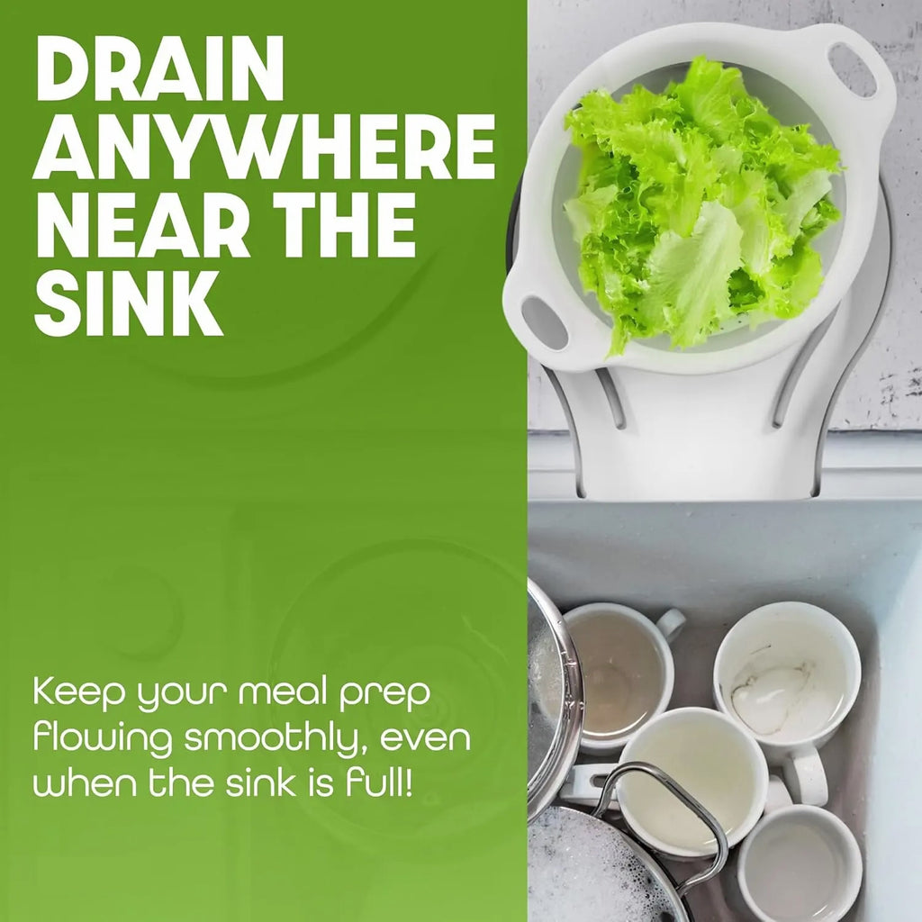 3-Piece Collapsible Colander Set with Self-Draining Base